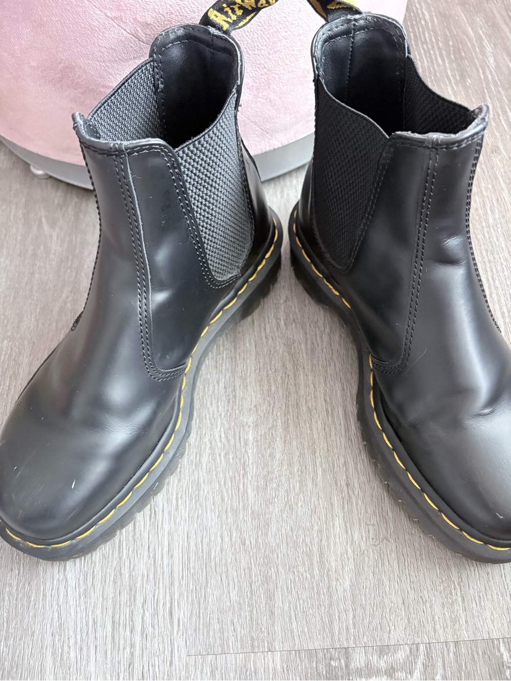 Women’s Dr Martens Black Chelsea Boots with Yellow Stitch Accent 6